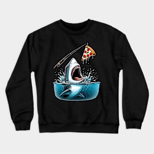 Funny Shark with Pizza, Pizza Lover Crewneck Sweatshirt